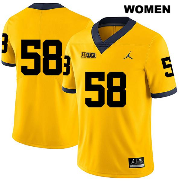 Women's NCAA Michigan Wolverines Zach Carpenter #58 No Name Yellow Jordan Brand Authentic Stitched Legend Football College Jersey GH25G27ME